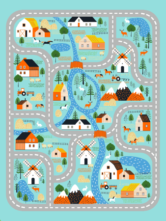 Детские коврики Принт   ПА 1 1,5  ДЕРЕВЕНЬКА 15 13 1Y  1 сорт