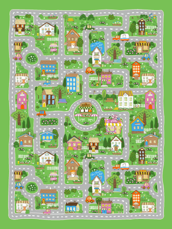 Детские коврики Принт   ПА 1,5 2  ГОРОДОК 93 13 1Y  1 сорт